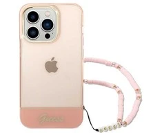 Dėklas Guess GUHCP14XHGCOHP Apple iPhone 14 Pro Max 6,7″ rožinės spalvos hardcase Translucent Pearl Strap
