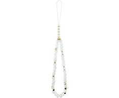 „Guess IML Flowers Electro Pearl Strap MagSafe“ dėklas, skirtas „iPhone 17 Pro Max“ – baltas