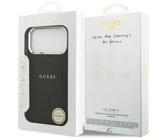 Guess PU Saffiano MagSafe dėklas skirtas Apple iPhone 17 Pro Max juodos spalvos