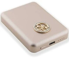 Guess indukcinis išorinis akumuliatorius 5W GUPBM3AL4DMD 3000mAh aukso spalvos MagSafe 4G Strassed Metal Logo