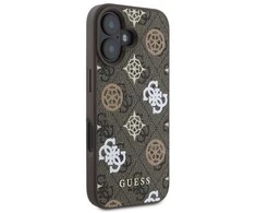 Guess PU 4G Peony MagSafe Apple iPhone 16 dėklas telefonui rudos spalvos