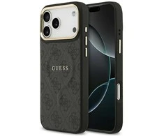 Guess PU Leather 4G Gold Frame MagSafe dėklas skirtas Apple iPhone 17 Pro Max juodos spalvos
