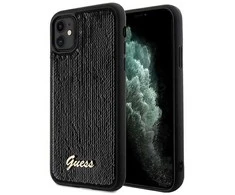 Apple iPhone 11 / XR Guess dėklas Sequin Script Metal (GUHCN61PSFDGSK) juodos spalvos