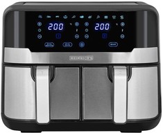 Gruzdintuvė Heinrich‘’s HFR 8214 Double hot air fryer 2 x 4.5 l = 9.0 l 1300-2400 W Juodas - Sidabrinis