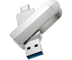 Pendrive 64GB USB 3.0 (USB A + USB C) Hoco UD10 sidabrinis