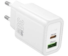 Telefono įkroviklis Hoco USB A + USB C QC3.0 PD 3A 30W N63 baltas