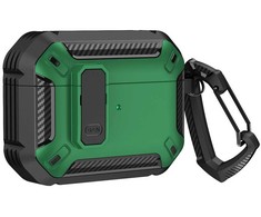 Hurtel Airpods 4 Armor Dėklas su karabinu – žalias