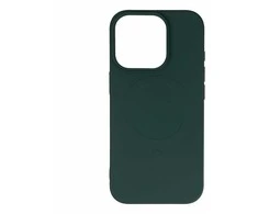Dėklas Liquid Silikoninis dėklas MagSafe na iPhone 16 Pro - ciemnozielone