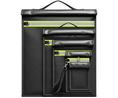Hurtel Set of 5 Fireproof RFID Blocking Bags OTN-5R with Handle and Reflector - Juodas