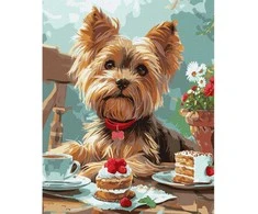 Art Active Ideyka Painting by numbers 40x50 cm KHO6629 Afternoon tea with a Yorkie AP0114