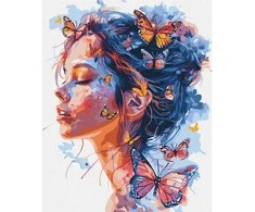 Ideyka Painting by numbers on frame KHO8458 Girl and butterflies 40x50 cm AP0118