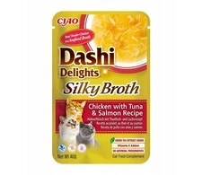INABA CAT Dashi Delights Silky Broth vištiena su tunu ir lašiša - skanėstas katėms - 40g