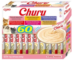 Kačių Skanėstai - Inaba Churu Įvairių Skonių Dėžutė Su Tuno Skanėstais 60 X 14g