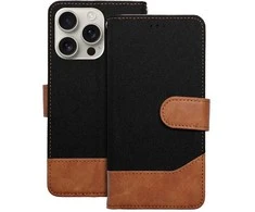 Dėklas Oem Flip case for iPhone 16 PLUS Jeans Book juodas