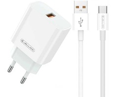 Jellico AK-165 USB 22.5W QC 3.0 Viedais Ātrā Uzlāde 1x USB (5-12V) + USB uz USB-C Kabelis 1m Balts