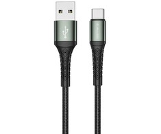 Jellico B12 Neilona Pīts Universāls USB-C uz USB Datu &amp; Ātrās 3.1A Uzlādes kabelis 2m Melns