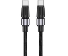 Jellico B26 Pīta auduma Universāls USB-C uz USB-C Datu un ātrās PD 60W uzlādes Vads 1.2m Melns