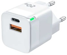 Jellico C40 Mini PD 20W QC 3.0 Viedais Adaptīvs Ātrs Lādētājs ar 1x USB-C (5-12V) / USB 3A Balts