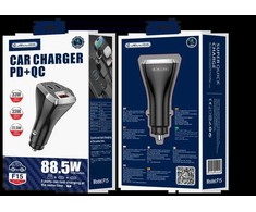 JELLICO car charger F15 PD 88,5W 2xUSB-C + 1xUSB QC3.0 Juodas
