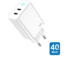 Jellico EU19 GaN 40W PD Universālais Viedierīču Ātrs Lādētājs 2x USB-C PD 20W Balts