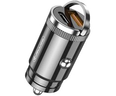 Jellico F7 57W Metāla Divu portu Ātrais Adaptīvais Auto Lādētājs USB QC 27W + PD USB-C 30W Melns