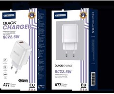 JELLICO sieninis įkroviklis A77 22,5W 1xUSB QC3.0 + laidas USB-C Baltas