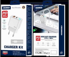 JELLICO sieninis įkroviklis EU11 PD 20W 1xUSB-C + 1xUSB QC3.0 + USB-C laidas - Lightning Baltas