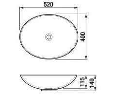 Jika WASHBASIN BOWL OVAL ASTRA 520X395MM WHTE