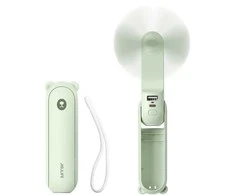 Mini ventiliatorius Jisulife Rankinis ventiliatorius Life8 Nešiojamas USB ventiliatorius su išorinės baterijos funkcija 2000mAh ir žibintuvėliu - žalias