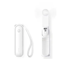 „Jisulife“ nešiojamasis ventiliatorius „Life8 Plus“ su USB įkroviklio funkcija, 4500 mAh, ir žibintuvėliu - Baltas