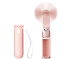 Jisulife rankinis ventiliatorius Life8 nešiojamas USB ventiliatorius su išorinės baterijos funkcija (2000mAh) ir žibintuvėliu - Rožinė