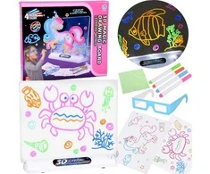 Jokomisiada 3D Drawing Board with LED apšvietimas + Markers and Glasses TA0115
