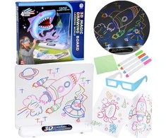 Jokomisiada 3D Drawing Board with LED apšvietimas + Markers and Glasses TA0115