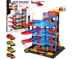 Jokomisiada 4-Level Parking Garage Lift Car Wash Toy Cars Helicopter Ramps ZA6198