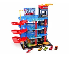 Jokomisiada 4-Level Parking Garage Lift Car Wash Toy Cars Helicopter Ramps ZA6198