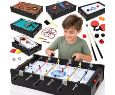 Jokomisiada 6-in-1 Gaming Table Electric Air Hockey, Foosball, Billiards, Ping-Pong GR0842