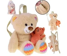 Jokomisiada Adorable Teddy Bear Backpack – Plush Backpack with Adjustable Straps ZA5683