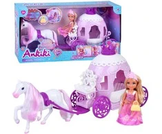 Jokomisiada Ankiki Mini Doll with Carriage – Little Princess in a Rožinė Dress ZA6007