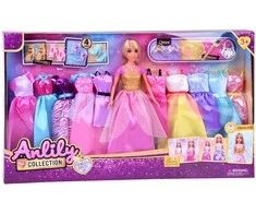 Jokomisiada Anlily MODEL Doll + large set of 11 princess dresses and accessories ZA5695