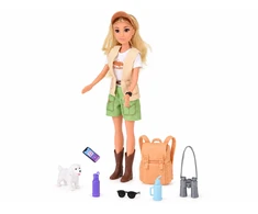 Jokomisiada Anlily Traveler Doll with a Dog + Backpack with Tourist Accessories ZA6230