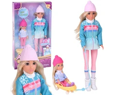 Jokomisiada Anlily Winter Style Doll - Small and Large in Jackets with Sleds ZA6632