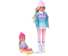 Jokomisiada Anlily Winter Style Doll - Small and Large in Jackets with Sleds ZA6632