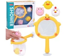 Jokomisiada Bath toys FISHING 3 rubber animals without a hole + strainer ZA5924