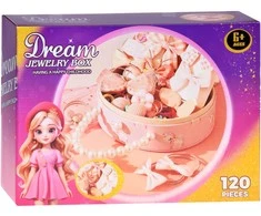 Jokomisiada Charming jewelry box made of eco-leather with a mirror and hair accessories ZA5737