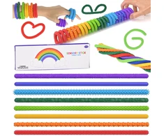 Jokomisiada Colourful Silicone Sensory Sticks Anti-Stress Fidget Toy, 8 Pieces A6424