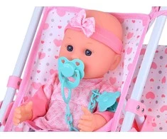 Jokomisiada Deluxe Baby Doll Set with Stroller, Crib, Play Mat and Accessories – 17 pcs ZA5916