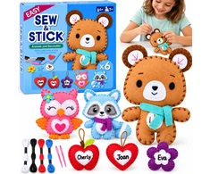 Jokomisiada DIY Sewing and Craft Kit 6 Felt Ornaments LARGE ANIMALS ZA6588