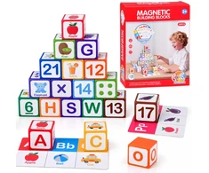 Jokomisiada EDUCATIONAL magnetic blocks - learning to count, letters, clock 35pcs ZA6603