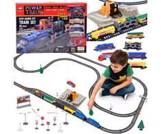 Jokomisiada Electric Train Set Car Carrier 4 Cars 5 Wagons 762 cm Track RC0802