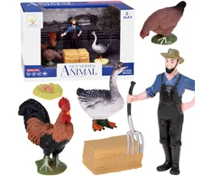 Jokomisiada FARM ANIMALS SERIES Farmer and birds set - hen, rooster, goose ZA6404 D